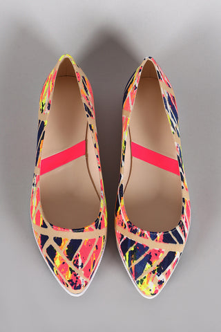 Neon Abstract Paint Print Slip On Loafer Flat