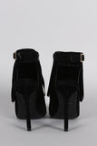 Suede Fringed Buckle Strap Pointy Toe Stiletto Booties