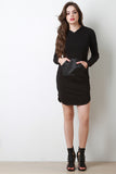 Quilted Leather Pocket Sweatshirt Dress