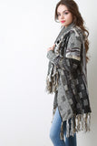 Multi-Tone Chunky Knit Fringe Cardigan