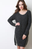 Thick Knit Stitched Long Sleeve Midi Dress