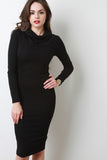 Cowl Neck Long Sleeves Bodycon Midi Dress