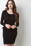 Double Side Lace Up Long Sleeves Bodycon Mini Dress