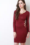 Double Side Lace Up Long Sleeves Bodycon Mini Dress