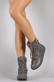 Suede Drawstring Lace Up Snow Ankle Boots