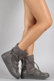 Suede Drawstring Lace Up Snow Ankle Boots