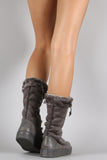 Suede Faux Fur Cuff Mid Calf Snow Boots