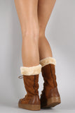 Suede Faux Fur Cuff Mid Calf Snow Boots