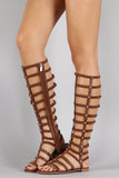 Elasticized Strappy Studded Gladiator Flat Sandal