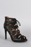 Strappy Lace Up Peep Toe Stiletto Heel