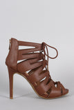 Strappy Lace Up Peep Toe Stiletto Heel