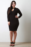 Keyhole Cutout Long Sleeves Bodycon Mini Dress