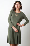 Back Keyhole Three Quarter Sleeve Dress