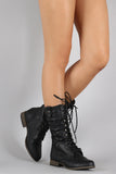 Plaid Cuff Combat Lace Up Boots