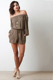 Off The Shoulder Drawstring Romper