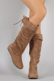 Rear Lace Up Slouchy Flat Boots