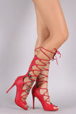 Liliana Peep Toe Corset Lace Up Stiletto Heel