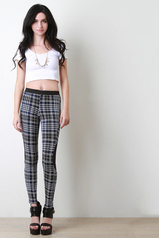 Plaid Taper Leggings Pants