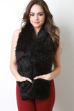 Faux Fur Double Button Pocket Scarf