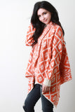 Two-Tone Argyle Draping Cardigan