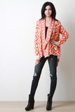 Two-Tone Argyle Draping Cardigan