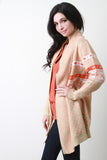 Mixed Pattern Tight Knit Long Cardigan