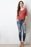 Distress Fringe hem Denim Jeans