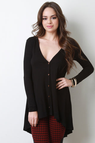 V-Neck Ribbed Knit Cardigan