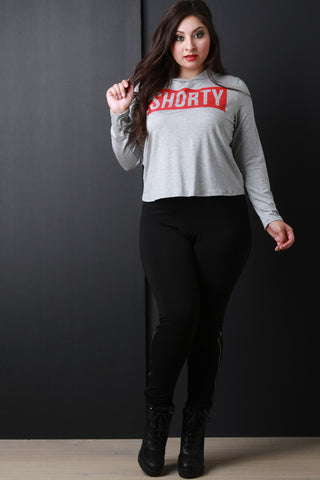 Shorty Screen Print Long Sleeves Hooded Top