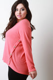 Soft Knit Buttons Accent Long Sleeves Sweater Top