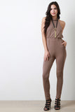 Mock Neck Open Lace Back Jumpsuit