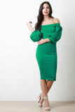 Bishop Sleeve Off The Shoulder Dress