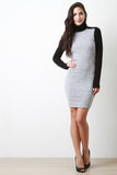 Two-Tone Knit Mock Neck Bodycon Dress