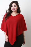 Ribbed Knit Pointed Poncho