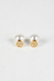 Cutout Hexagon And Pearl Double Sided Earrings
