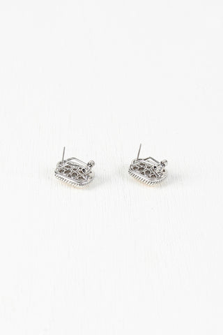 Hammered Rectangular Clip Earrings