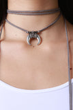 Crescent Suede Wrap Choker Necklace