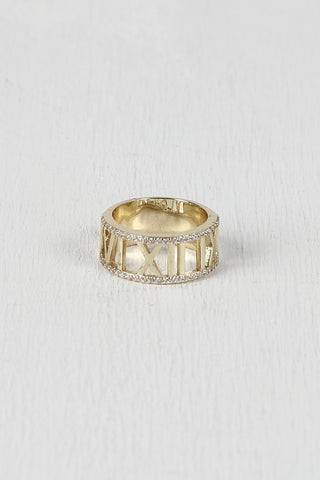 Rhinestone Roman Numeral Ring