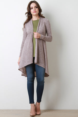 Open Front Draped Longline Sweater Cardigan