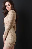 Semi-Sheer Lace Mock Neck Mini Dress