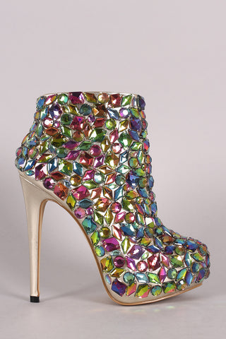 Privileged Gemstone Hidden Platform Stiletto Booties