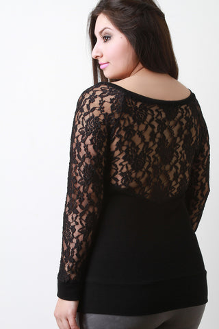 Lace Upper Back Raglan Top