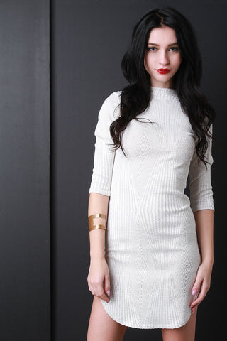 Diamond Knit Mock Rounded Hem Dress