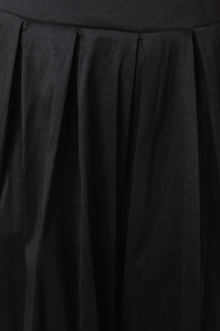 High-Low Pleated Taffeta Midi Skirt