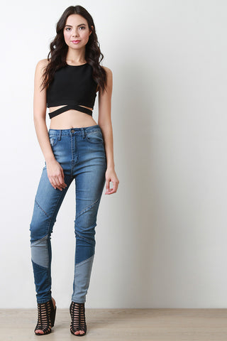 Strappy Hem Elastic Sleeveless Crop Top