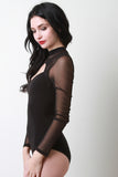 Keyhole Yoke Mesh Sleeve Bodysuit