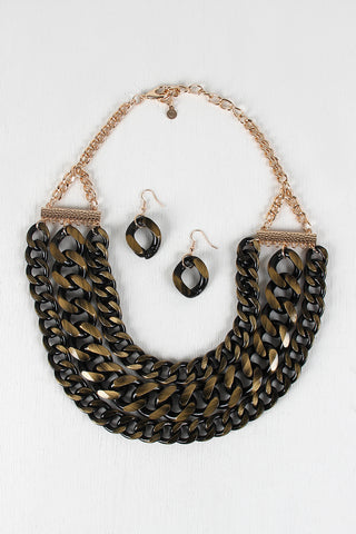 Ombre Brushed Curb Chain Necklace