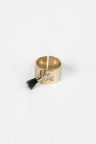 Wide Band Tassel Cuff Ring