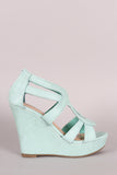 Vegan Leather Strappy Open Toe Platform Wedge