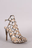 Wild Diva Lounge Python Caged Peep Toe Stiletto Heel